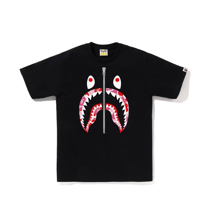 BAPE ABC Camo Shark Silver Zip Tee - Black/Pink
