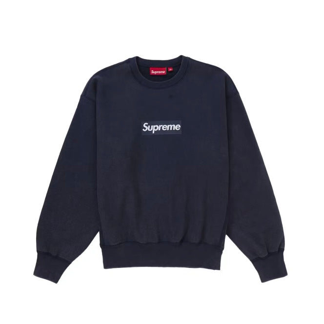 Supreme Washed Box Logo Crewneck - Navy