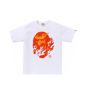 BAPE Flame Ape Head Tee - White/Red