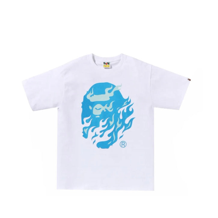 BAPE Flame Ape Head Tee - White/Blue